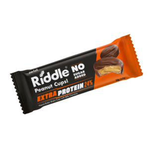 RIDDLE CUPE DE NAPOLITANE CU UNT DE ARAHIDE ȘI EXTRA PROTEINE – FĂRĂ ZAHĂR ADĂUGAT, 50G