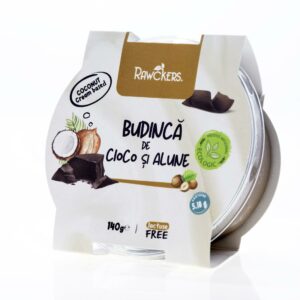 Budincă ECO din cremă de cocos, cu ciocolată și alune