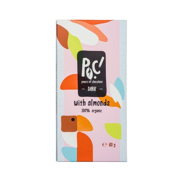 Ciocolată neagră cu migdale 60g, ecologică